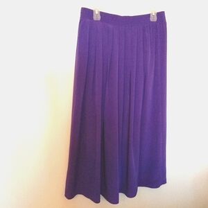 Vintage Royal Purple Release Pleat Silky Feel Midi Skirt